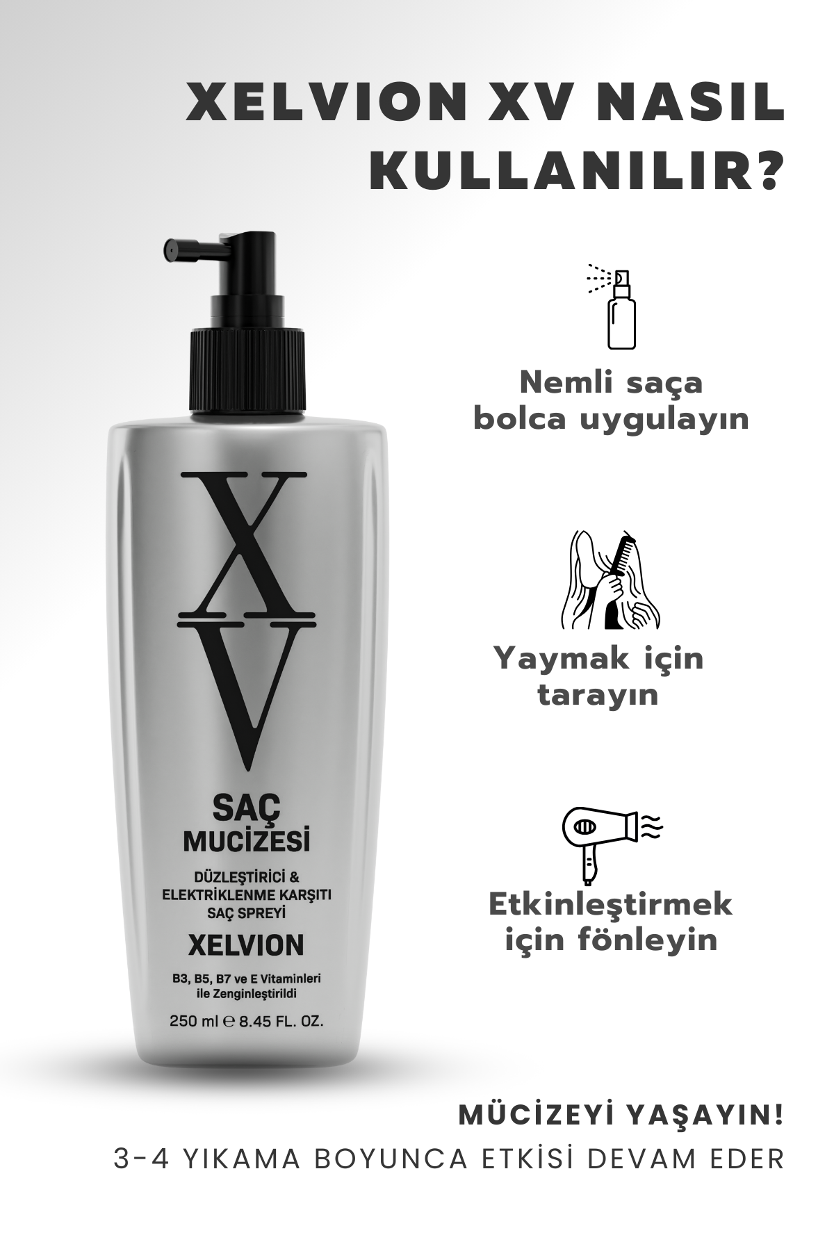 Xelvion XV Elektriklenme Karşıtı, Düzleştirici Etkili Saç Spreyi