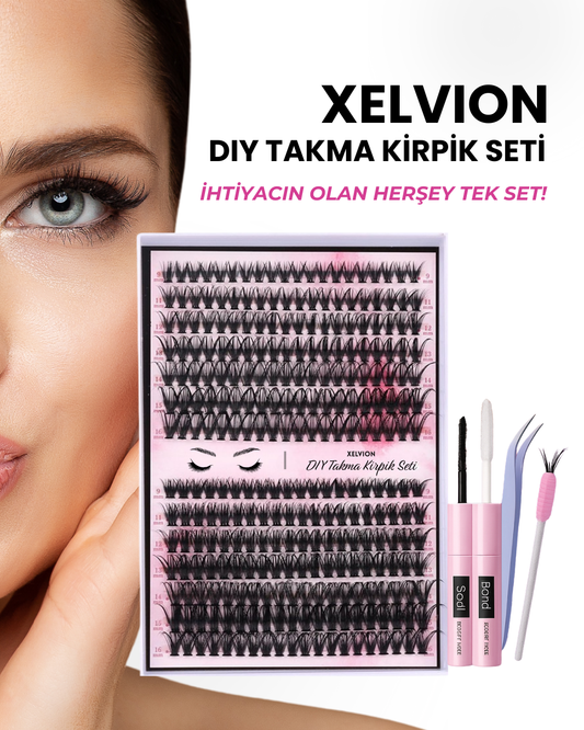 Xelvion 240'lı Takma Kirpik Seti - Sabitleyici, Cımbız ve Kirpik Fırçası