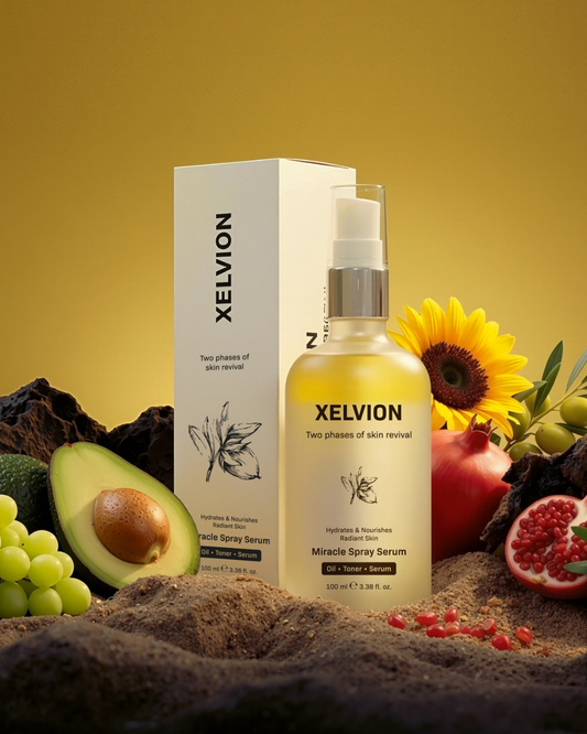 XELVION Miracle Spray Serum, cilt nemi için doğal içeriklerle yoğuşan sprey serum.
