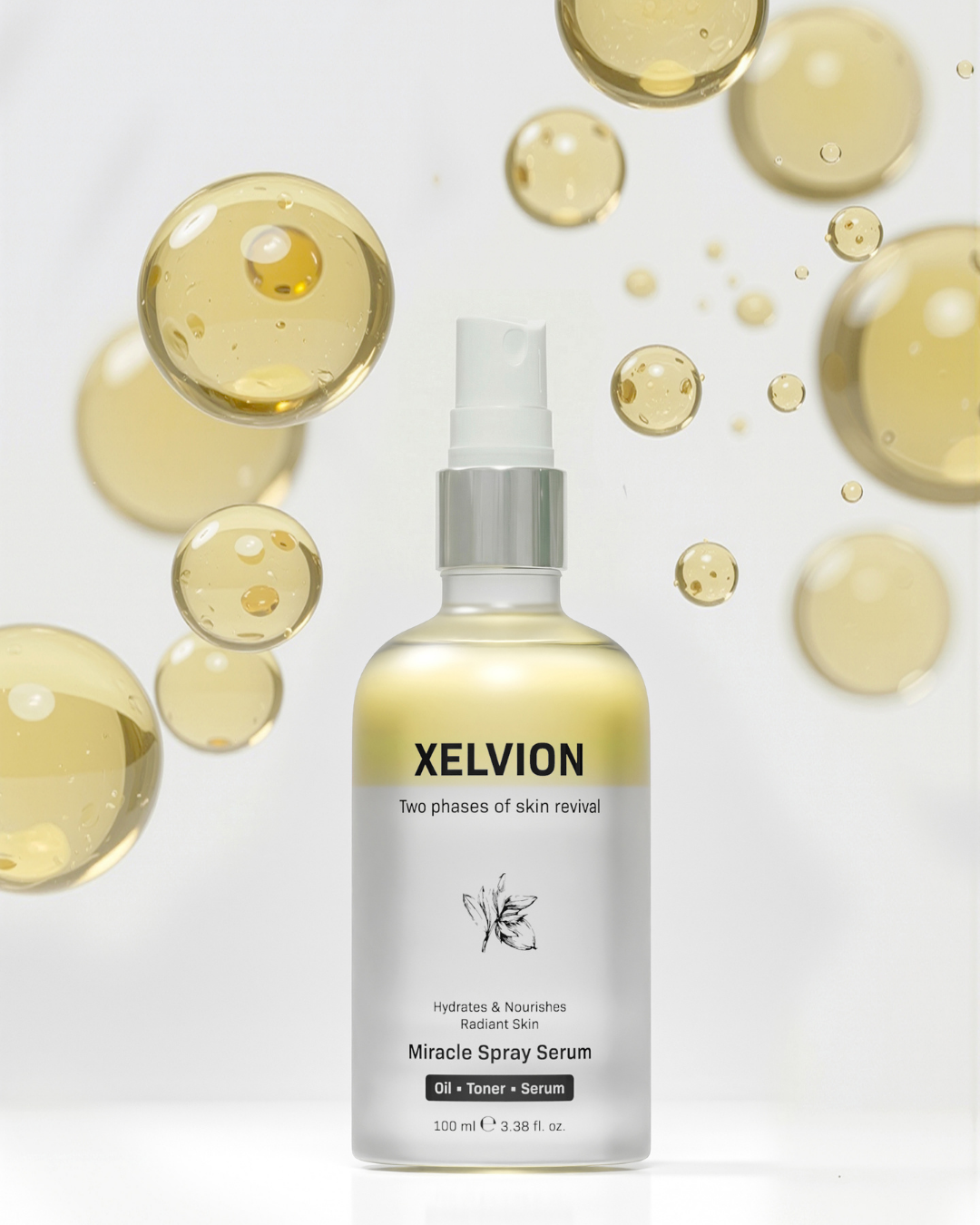 XELVION Miracle Spray Serum şişesi, cilt yenileyici formülü ve hafif yapısı ile görüntüleniyor.